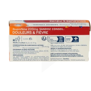 Ibuprofene Sandoz Conseil 200 Mg, Comprimé Enrobé