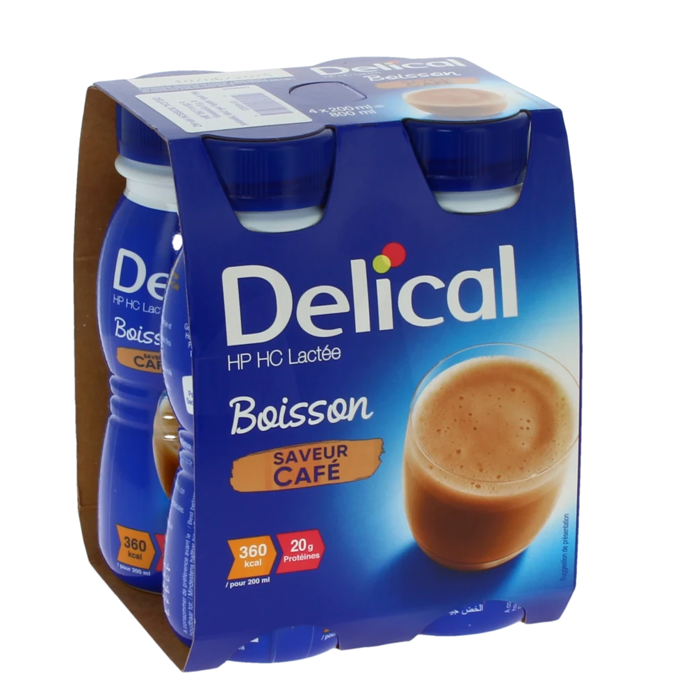 Delical Boisson Hp Hc Lactée Nutriment Café 4 Bouteilles/200ml