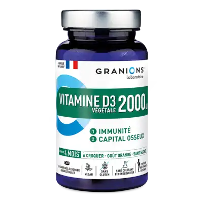 Granions Vitamine D3 2000UI Immunité Capital osseux Comprimés à croquer B/30