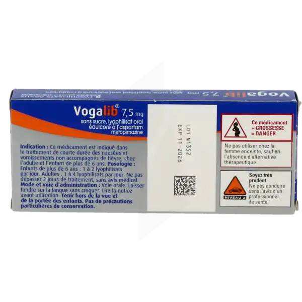 Vogalib 7,5 Mg Sans Sucre, Lyophilisat Oral édulcoré à L'aspartam