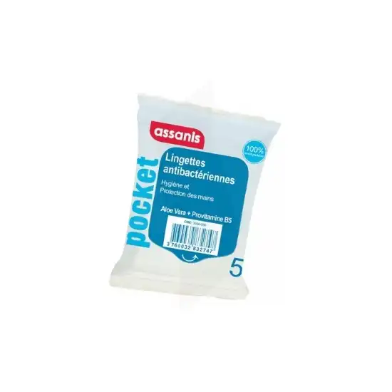 Assanis Pocket Lingette Antibactérienne Mains Sachet/5