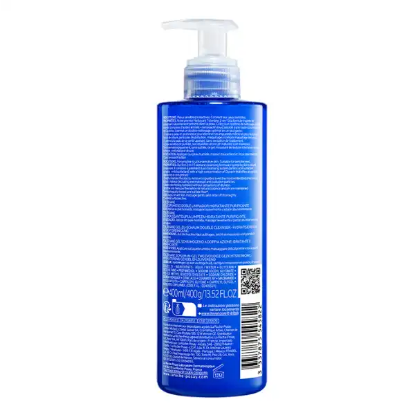 La Roche Posay Toleriane Gel Moussant Purifiant Apaisant Double Nettoyant Flacon Pompe/400ml