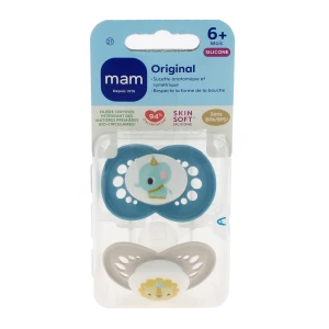 Mam Original Sucette Silicone 6mois+ Animaux B/2