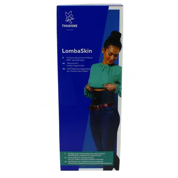 Thuasne Lombaskin Ceinture Lombaire Noir Bleuté Hauteur 21cm Taille 3