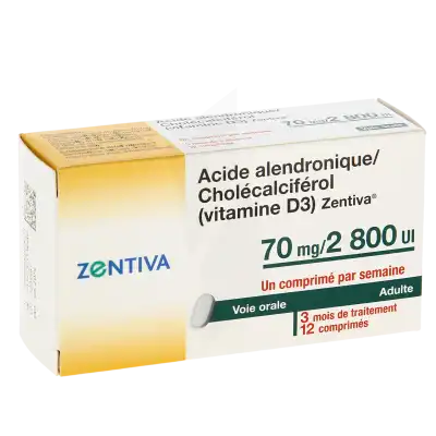 Acide Alendronique/cholecalciferol (vitamine D3) Zentiva 70 Mg/2 800 Ui, Comprimé à SAINT-PRIEST