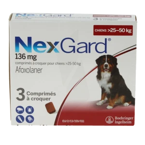 Nexgard 136 Mg Comprime A Croquer Pour Chiens 25 - 50 Kg, Comprimé à Croquer