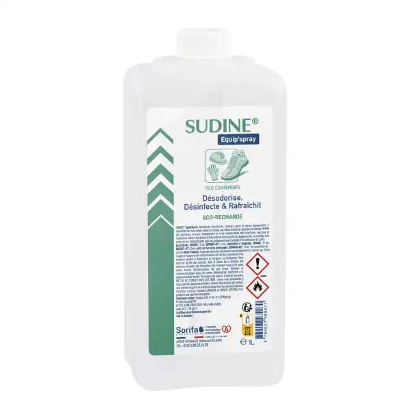 Sudine® Equip’spray Désinfectant Et Désodorisant Tous équipements Eco Recharge Pour Sprays 50ml, 125ml Et 1l- Flacon 1l