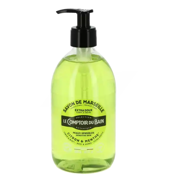 Le Comptoir Du Bain Savon Liquide De Marseille Surgras Citron Menthe Fl Pompe/1l