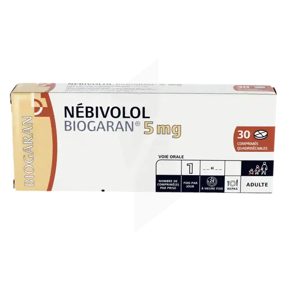 Nebivolol Biogaran 5 Mg, Comprimé Quadrisécable