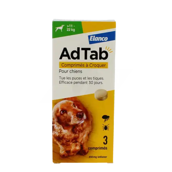 Adtab 450 Mg Comprimes A Croquer Pour Chiens (> 11–22 Kg), Comprimé à Croquer