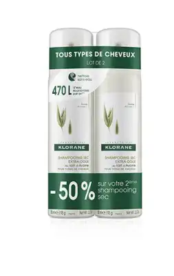 Klorane Lait D'avoine Shampooings Sec Duo Spray 2 X 150ml à Lomme