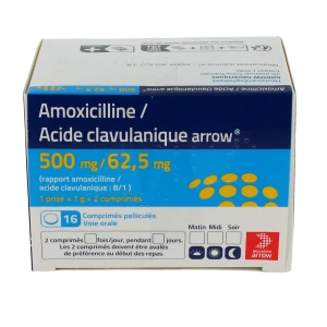 Amoxicilline/acide Clavulanique Arrow 500 Mg/62,5 Mg Adultes, Comprimé Pelliculé (rapport Amoxicilline/acide Clavulanique : 8/1)