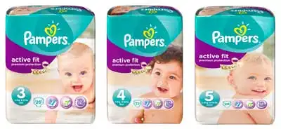 PAMPERS ACTIVE FIT PREMIUM PROTECTION, taille 4, 7 kg à 18 kg, sac 22
