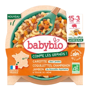 Babybio Alimentation Infantile Carotte Coquillette Champignon Jambon Assiette/200g