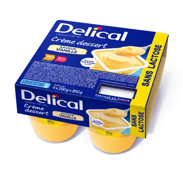 Delical Crème Dessert Sans Lactose Nutriment Vanille 4pots/200g