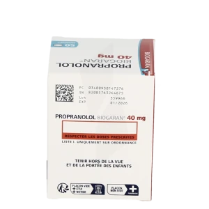 Propranolol Biogaran 40 Mg, Comprimé Sécable