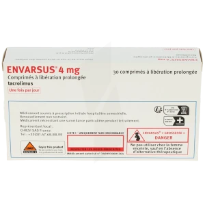 Envarsus 4 Mg, Comprimé à Libération Prolongée