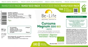 Be-life Curcuma 3200 Magnum Bio Gélules B/180