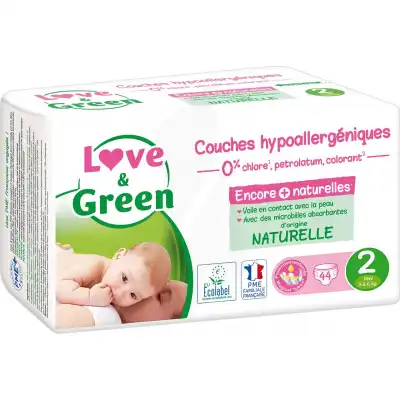 Love & Green Couches Hypoallergéniques T2 (3-6kg) Paquet/44 à La Lande-de-Fronsac