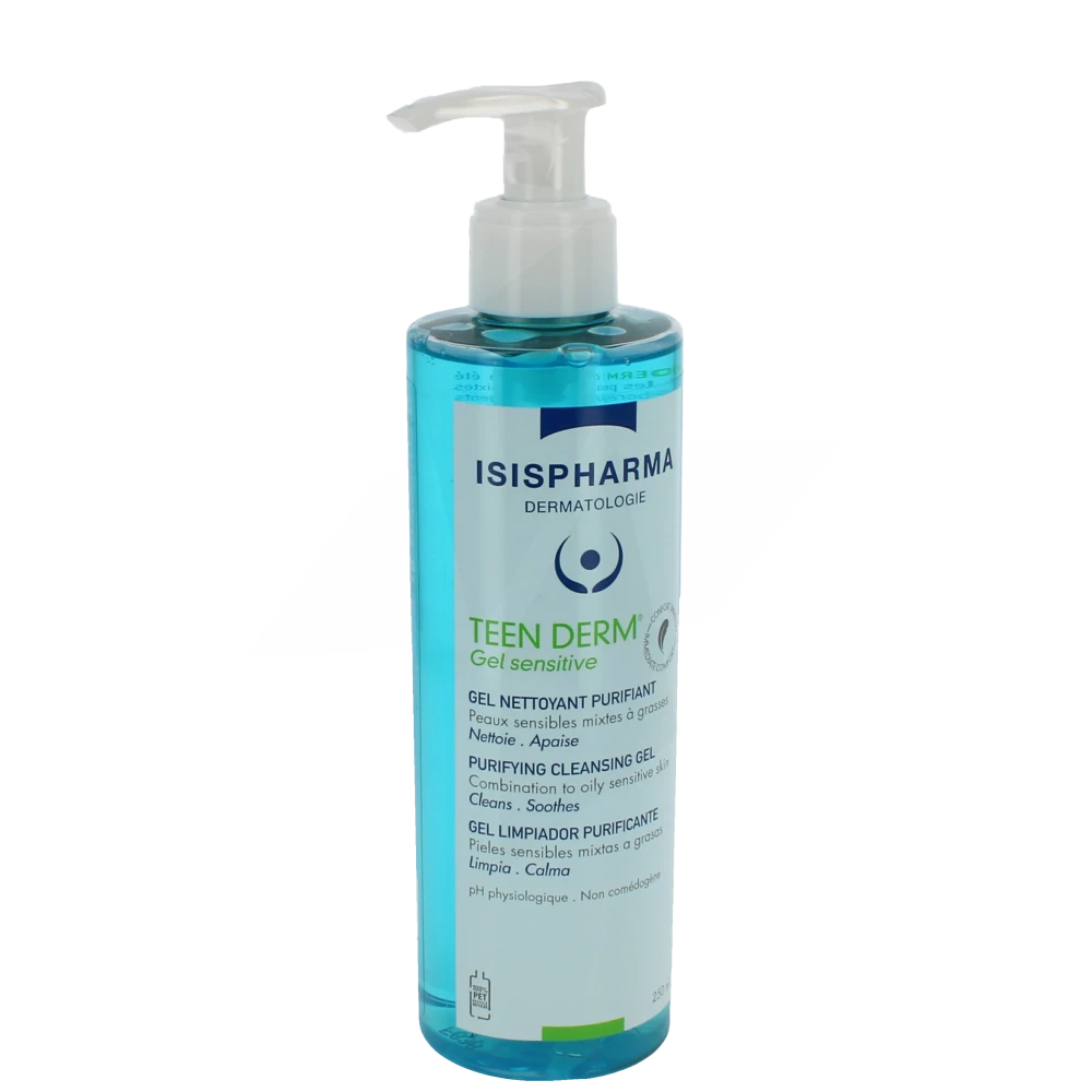 Teen Derm Gel Sensitive Gel Nettoyant Purifiant Fl Pompe/250ml