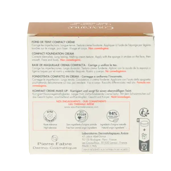 Avene Couvrance Fond De Teint Crème Miel 1.3 Boîtier/8,5g