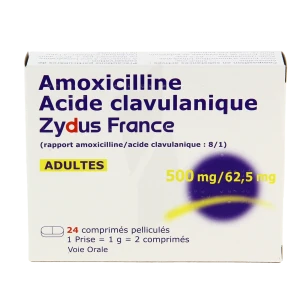 Amoxicilline/acide Clavulanique Zydus France 500 Mg/62,5 Mg Adultes, Comprimé Pelliculé (rapport Amoxicilline/acide Clavulanique: 8/1)