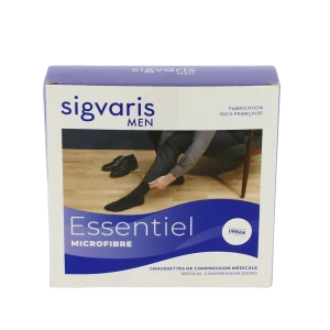 Sigvaris Essentiel Microfibre Chaussettes  Homme Classe 2 Gris Anthracite Large Long