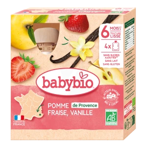 Babybio Alimentation Infantile Pomme Fraise Vanille 4gourdes/90g