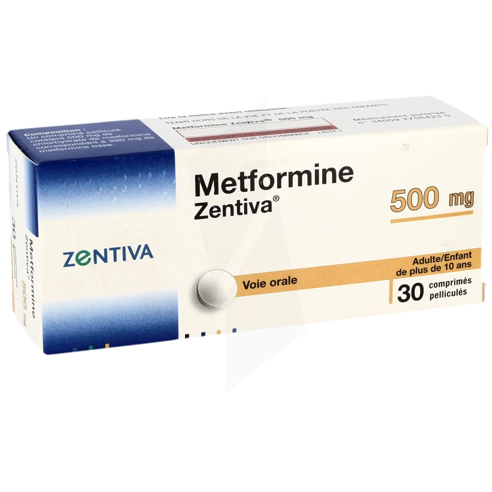 Metformine Zentiva 500 Mg, Comprimé Pelliculé