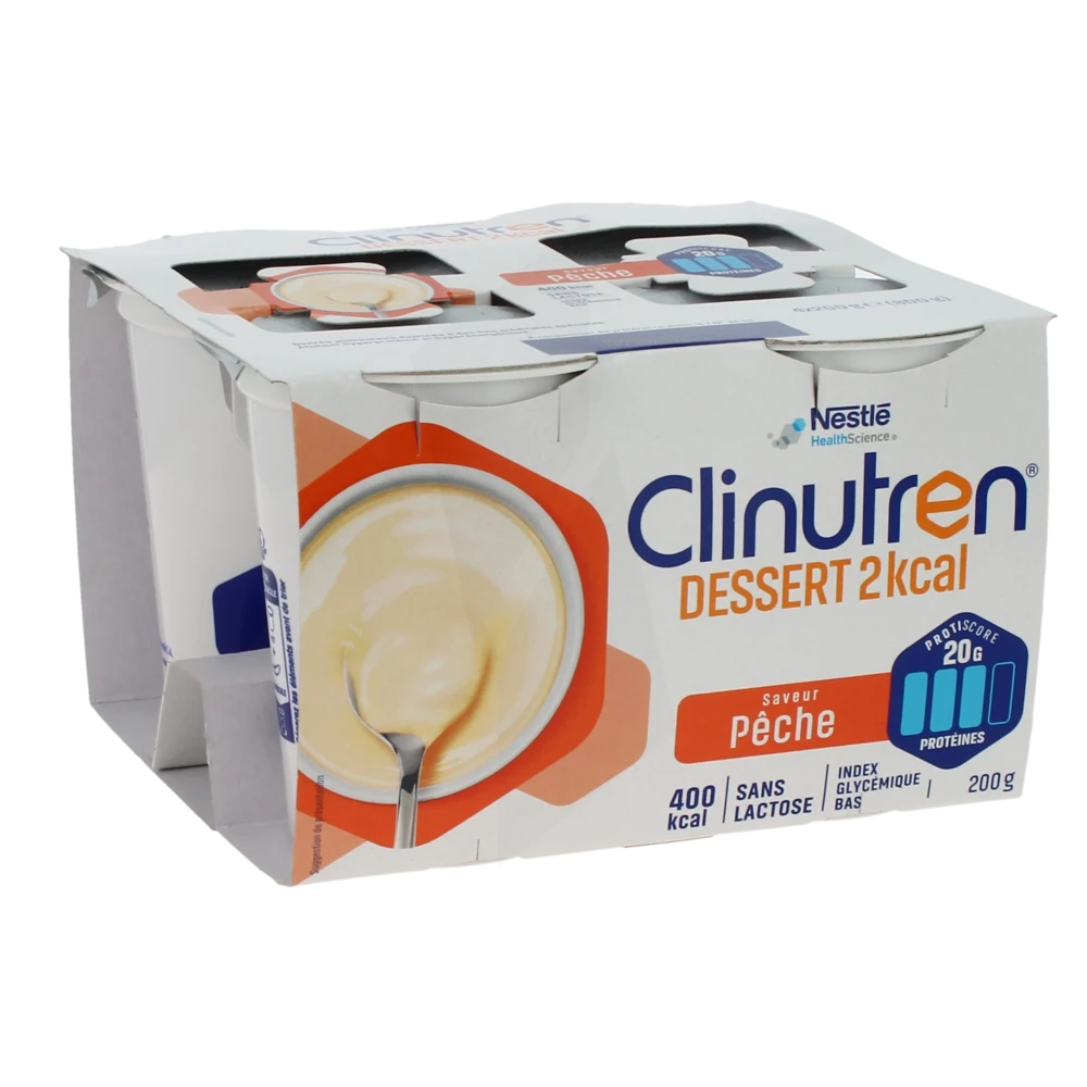 Clinutren Dessert 2.0 Kcal Nutriment Pêche 4 Cups/200g