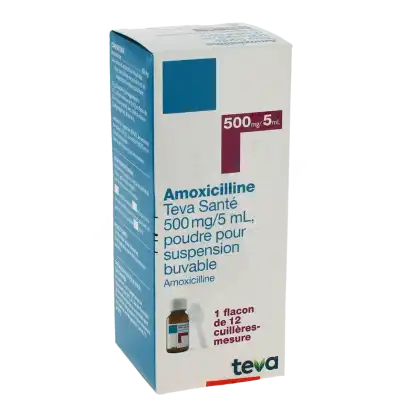 Amoxicilline Teva Sante 500 Mg/5 Ml, Poudre Pour Suspension Buvable à Abbeville