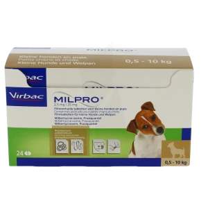 Milpro 2,5 Mg/25 Mg Comprimes Pellicules Pour Petits Chiens Et Chiots, Comprimé Pelliculé