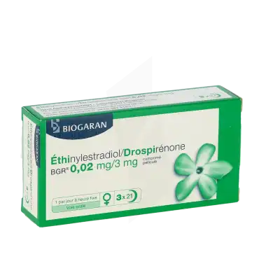 Ethinylestradiol/drospirenone Bgr 0,02 Mg/3 Mg, Comprimé Pelliculé à ROMORANTIN-LANTHENAY
