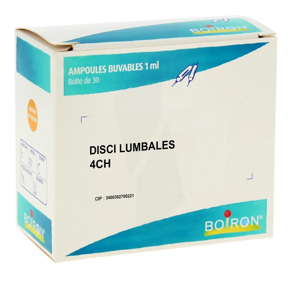 Boiron Disci Lumbales 4ch Solution Buvable En Ampoules Boîte De 30 Ampoules