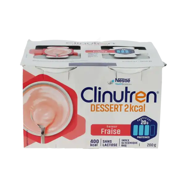 Clinutren Dessert 2.0 Kcal Nutriment Fraise 4 Cups/200g