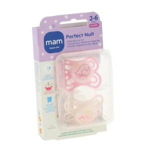 Mam Perfect Sucette Anatomique Silicone 2-6mois Nuit B/2