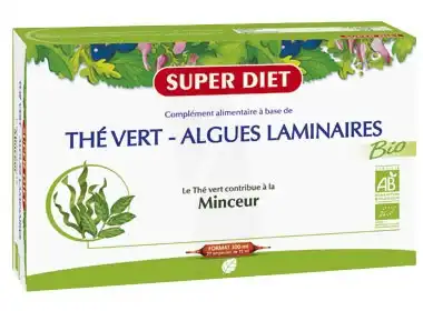 Superdiet Thé Vert Algues Bio Solution Buvable 20 Ampoules/15ml à FLEURANCE
