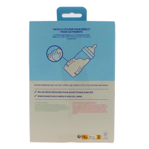 Mam Biberon Easy Active 2ème âge + 6 Mois 330 Ml Lot De 2 Bleu