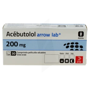 Acebutolol Arrow Lab 200 Mg, Comprimé Pelliculé Sécable