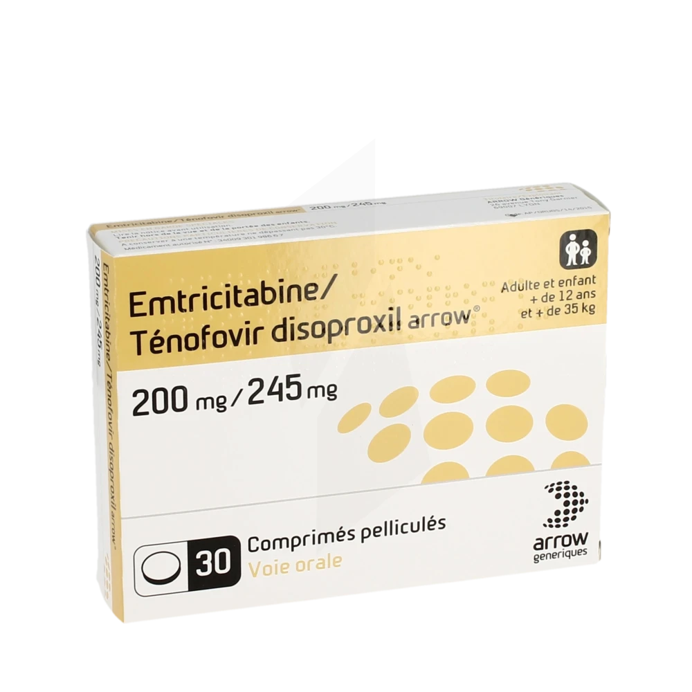 Emtricitabine/tenofovir Disoproxil Arrow 200 Mg/245 Mg, Comprimé Pelliculé