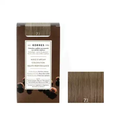 Korres Coloration Permanente à L'huile D'argan 7.1 Blond Cendré Kit à MONTEUX