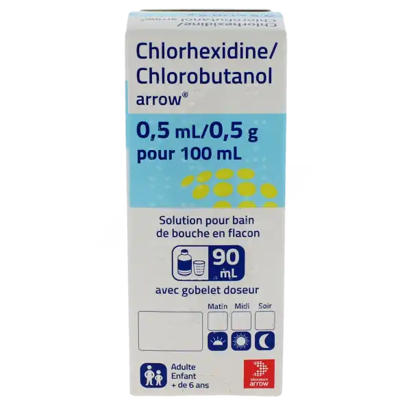 Chlorhexidine/chlorobutanol Arrow 0,5 Ml/0,5 G Pour 100 Ml, Solution Pour Bain De Bouche En Flacon