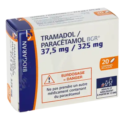 TRAMADOL/PARACETAMOL BGR 37,5 mg/325 mg, comprimé pelliculé