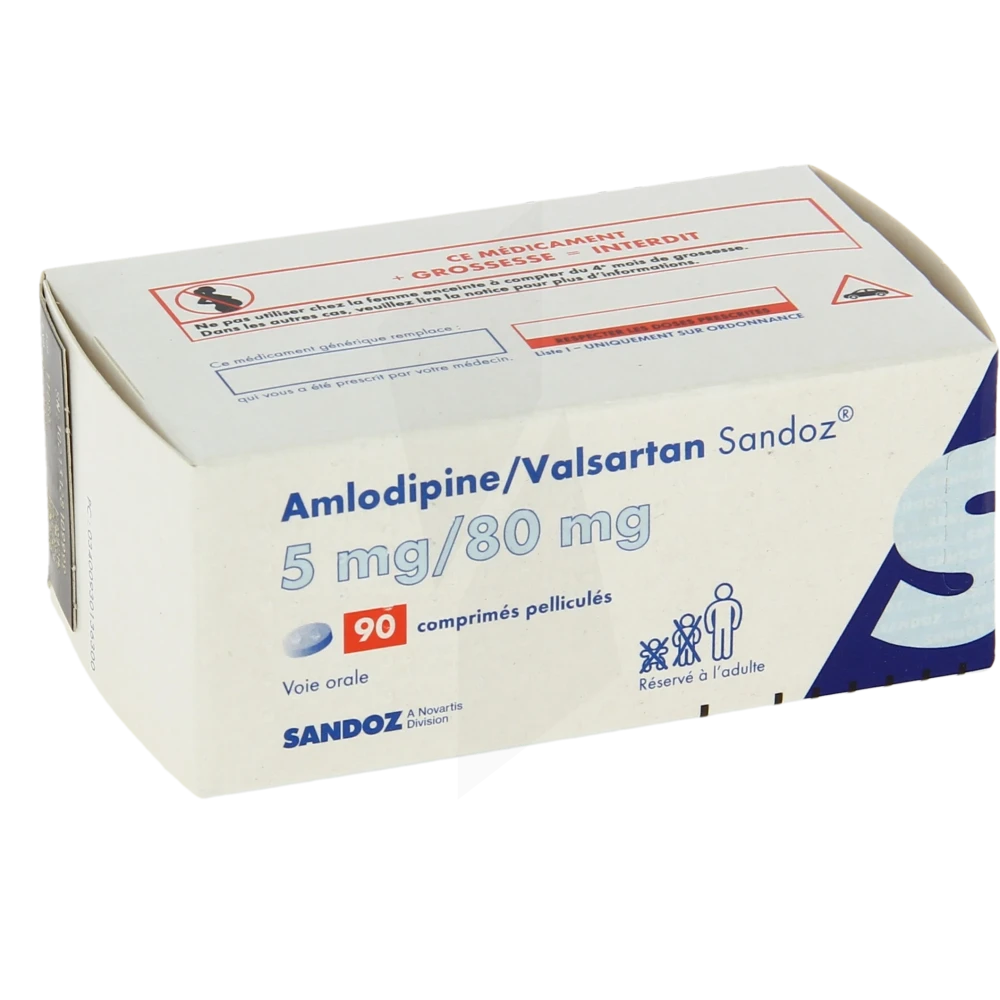 Amlodipine/valsartan Sandoz 5 Mg/80 Mg, Comprimé Pelliculé