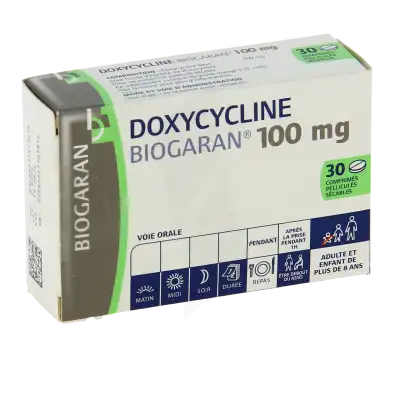 Doxycycline Biogaran 100 Mg, Comprimé Pelliculé Sécable à Paris