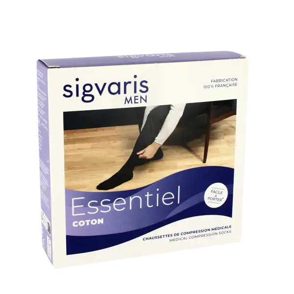 Sigvaris Essentiel Coton Chaussettes  Homme Classe 3 Noir Large Normal