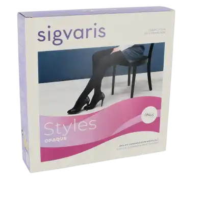Sigvaris Styles Opaque Collant  Femme Classe 2 Noir Large Normal à Concarneau