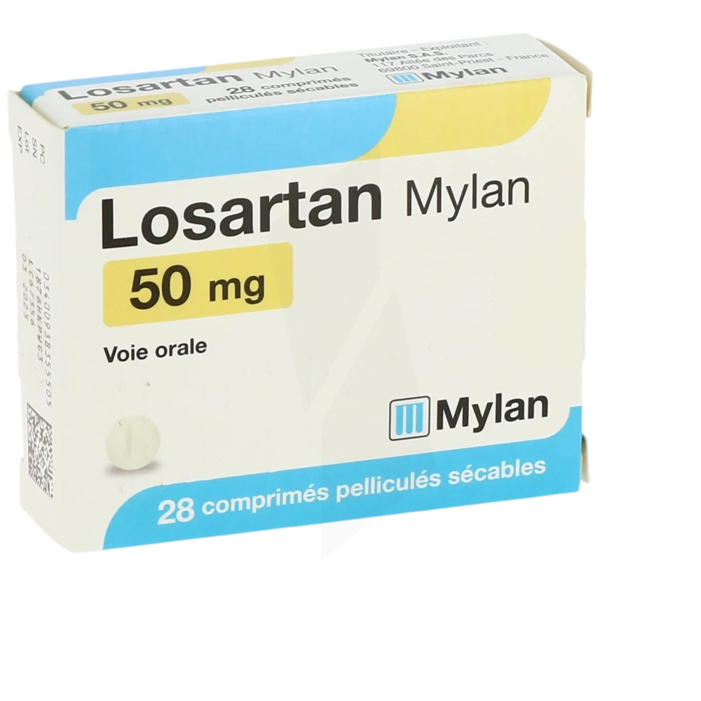 Losartan Viatris 50 Mg, Comprimé Pelliculé Sécable