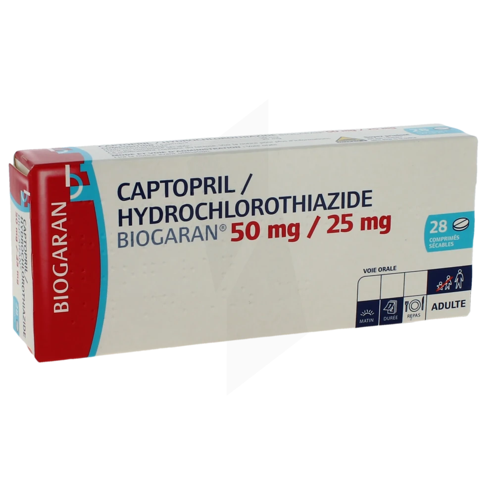 Captopril/hydrochlorothiazide Biogaran 50 Mg/25 Mg, Comprimé Sécable