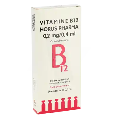 VITAMINE B12 HORUS PHARMA 0,2mg/0,4 ml, collyre en solution en récipient unidose